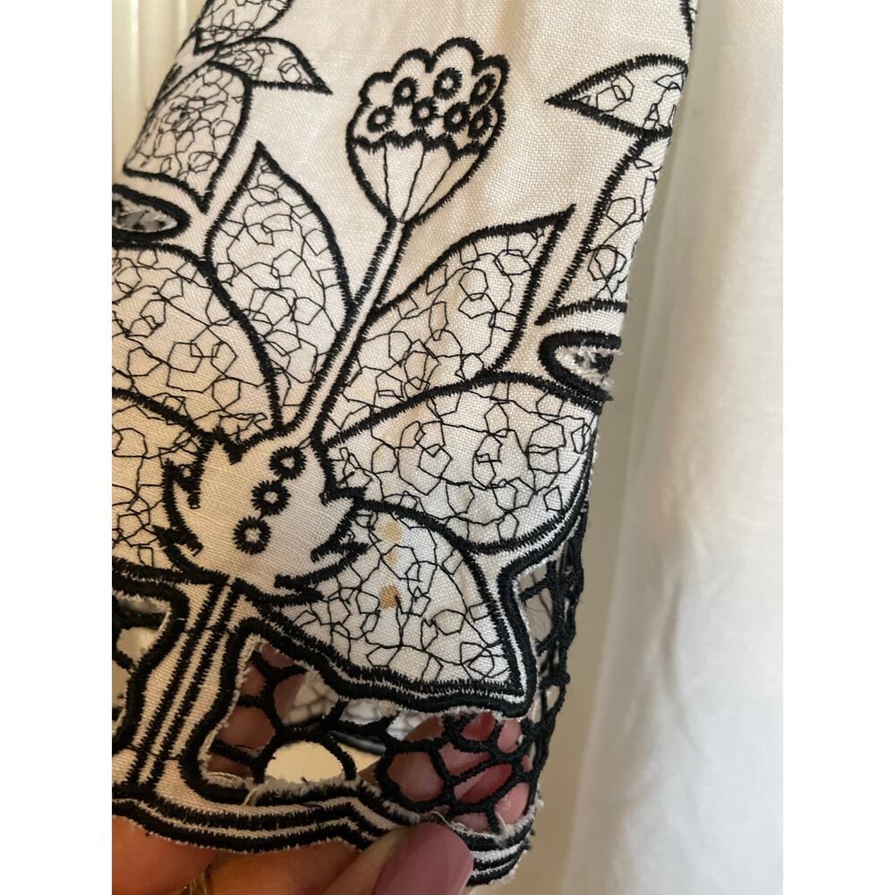 Catherines embroidered open kimono cardigan linen blend white black beach 18-20 - Picture 4 of 7